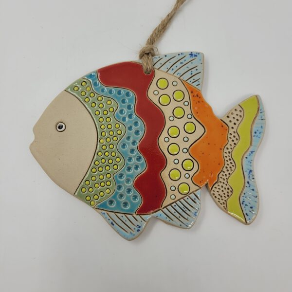 Bunter Fisch Deko-Anhänger aus Keramik mit Glasur in verschiedenen Farben